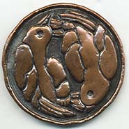 turnaround bird button copper