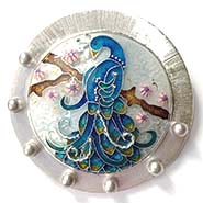 peacock cloisonne button