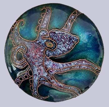 Octopus cloisonne using hgh fire.