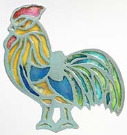 Rooster plique-a-jour button