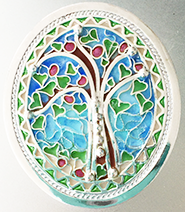 tree design filigree plique button